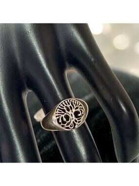 Sterling Silver Tree of Life Cutout Filigree Ring, SZ 7.5 3.09g
